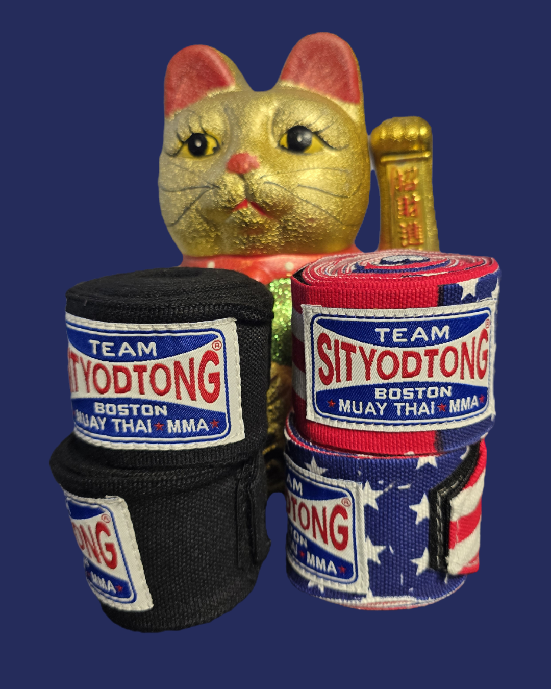 Hand Wraps - Red, Blue, Black, US/Thai Flag with Patch